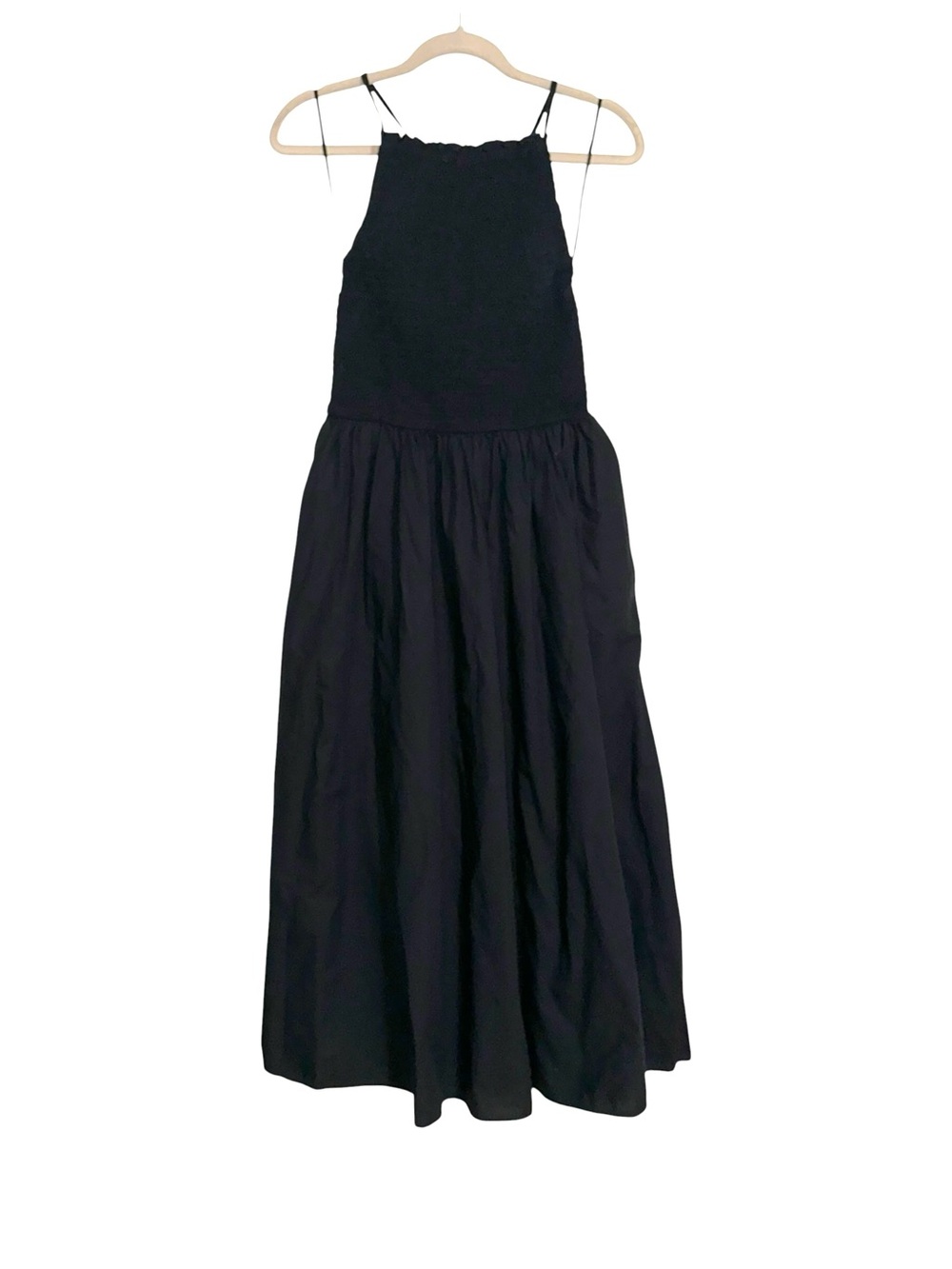 J. Crew Friday Dress Black High Neck Poplin Sleeveless Midi Dress SMALL TALL - Picture 2 of 7